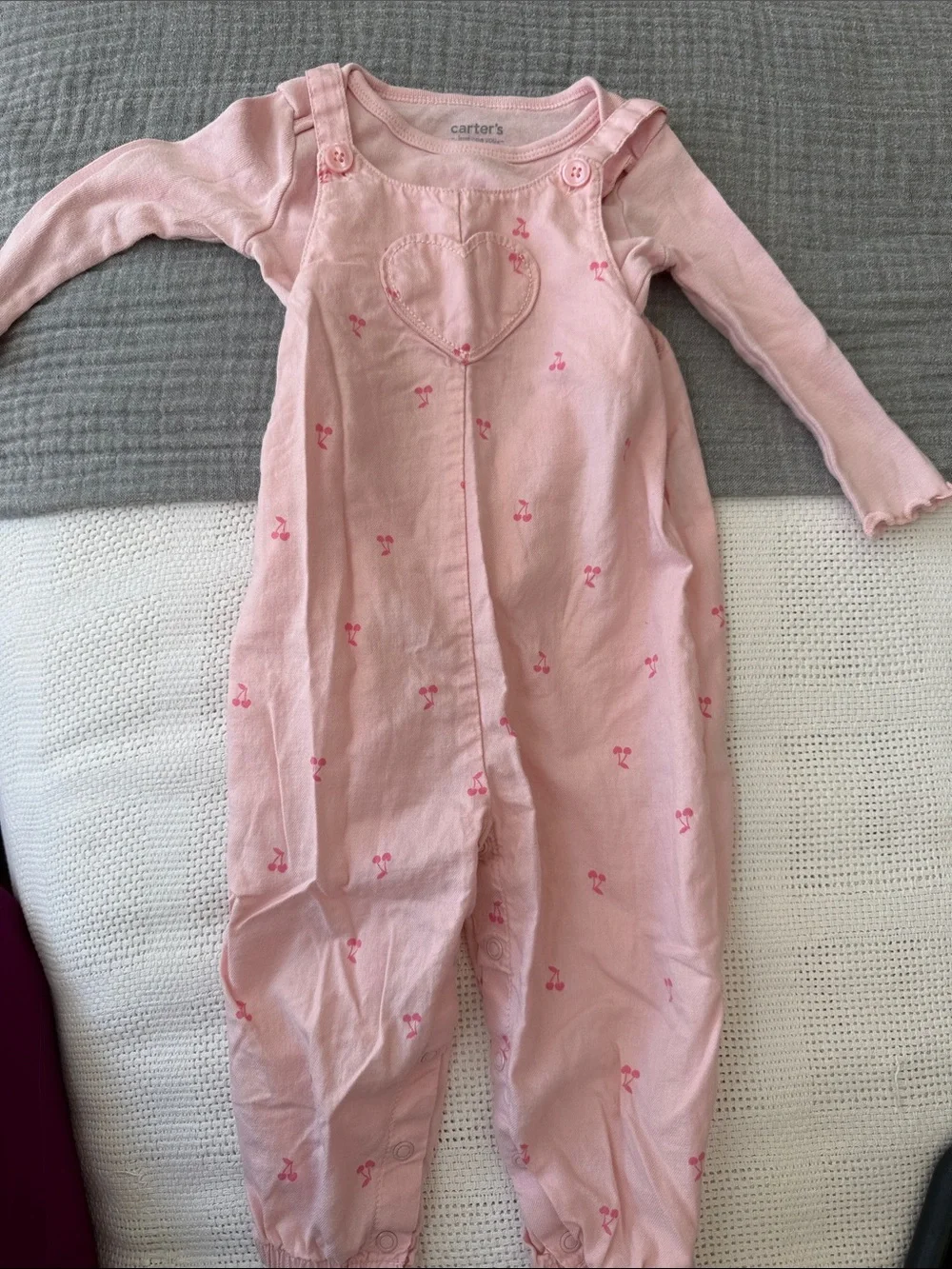 Carter's Light Pink Cherry Heart Romper
